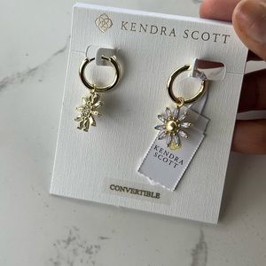 New Kendra Scott Madison Daisy Convertible Gold Huggie Earrings